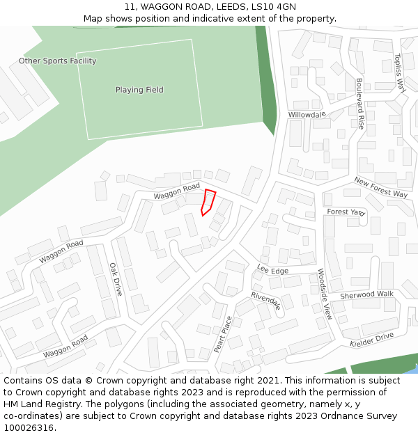 11, WAGGON ROAD, LEEDS, LS10 4GN: Location map and indicative extent of plot