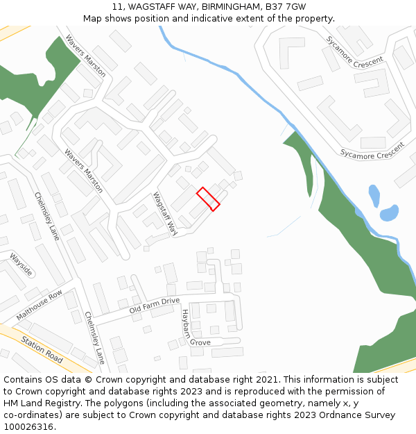 11, WAGSTAFF WAY, BIRMINGHAM, B37 7GW: Location map and indicative extent of plot