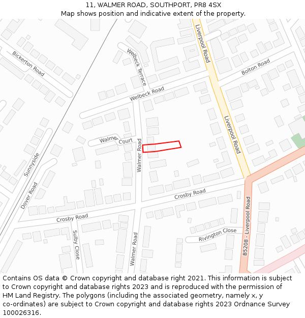 11, WALMER ROAD, SOUTHPORT, PR8 4SX: Location map and indicative extent of plot