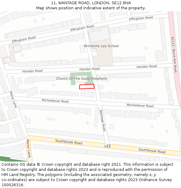 11, WANTAGE ROAD, LONDON, SE12 8NA: Location map and indicative extent of plot
