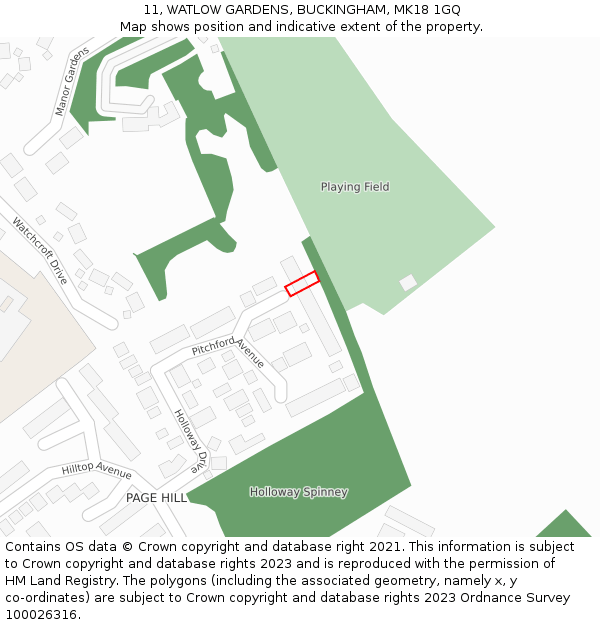 11, WATLOW GARDENS, BUCKINGHAM, MK18 1GQ: Location map and indicative extent of plot