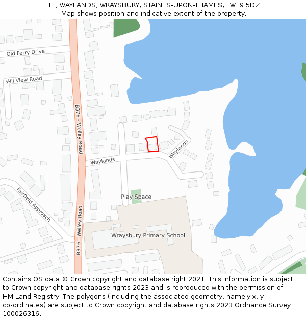 11, WAYLANDS, WRAYSBURY, STAINES-UPON-THAMES, TW19 5DZ: Location map and indicative extent of plot