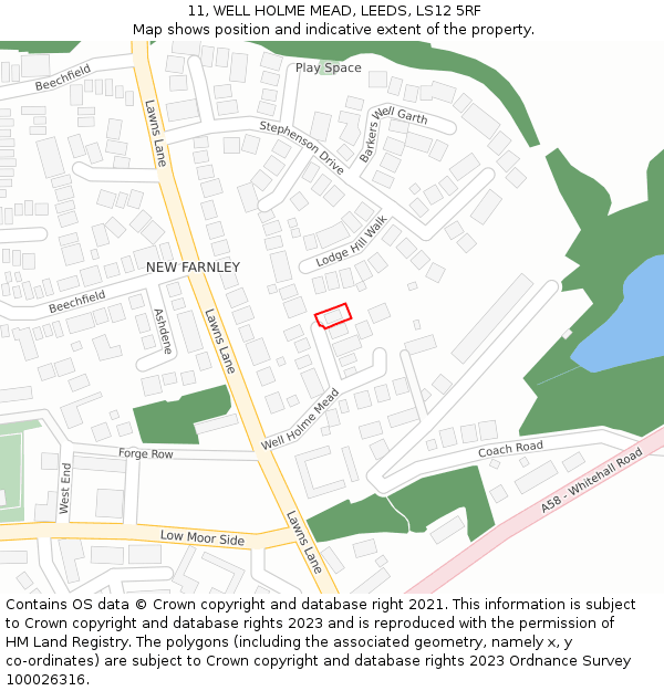 11, WELL HOLME MEAD, LEEDS, LS12 5RF: Location map and indicative extent of plot