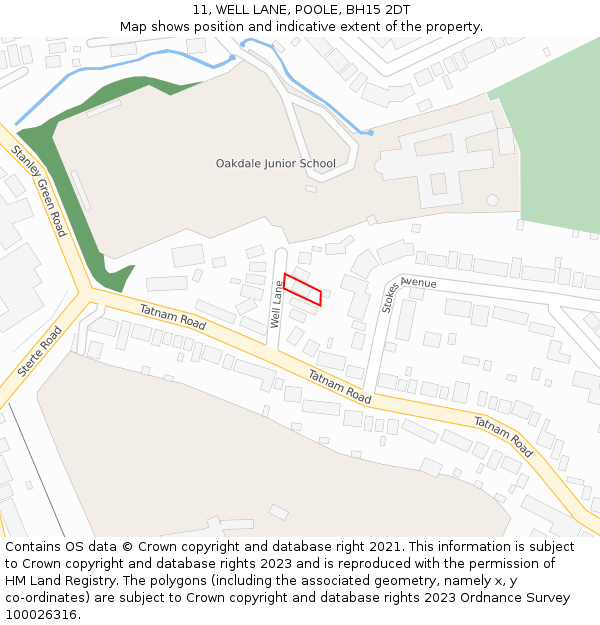 11, WELL LANE, POOLE, BH15 2DT: Location map and indicative extent of plot