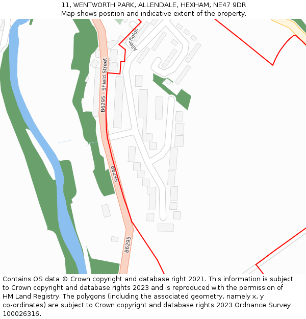 11, WENTWORTH PARK, ALLENDALE, HEXHAM, NE47 9DR: Location map and indicative extent of plot