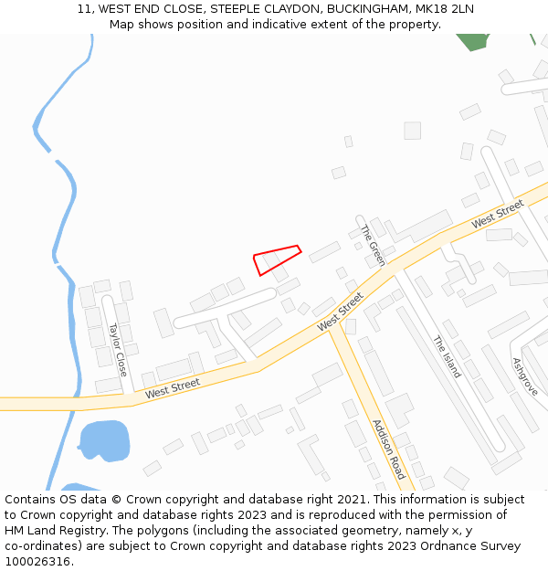 11, WEST END CLOSE, STEEPLE CLAYDON, BUCKINGHAM, MK18 2LN: Location map and indicative extent of plot