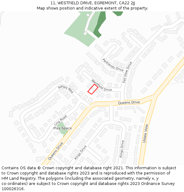 11, WESTFIELD DRIVE, EGREMONT, CA22 2JJ: Location map and indicative extent of plot