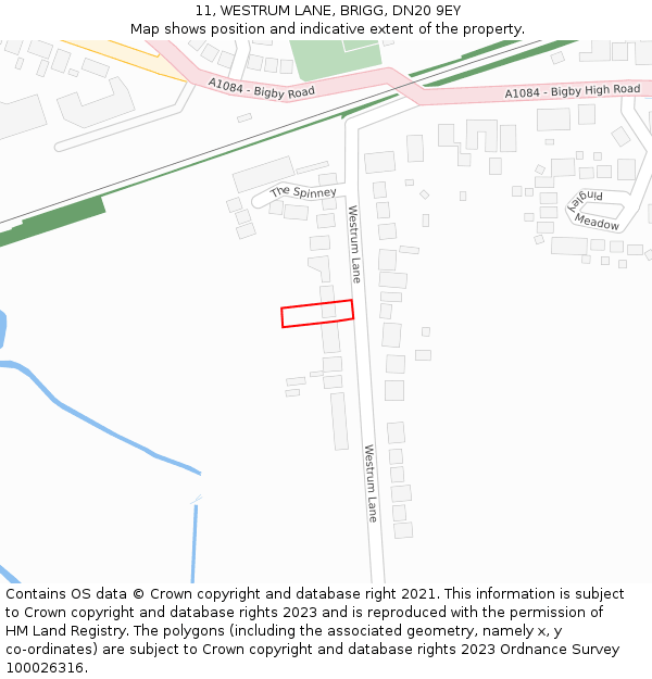 11, WESTRUM LANE, BRIGG, DN20 9EY: Location map and indicative extent of plot