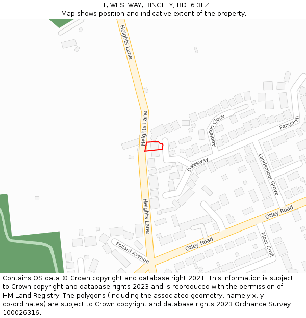 11, WESTWAY, BINGLEY, BD16 3LZ: Location map and indicative extent of plot