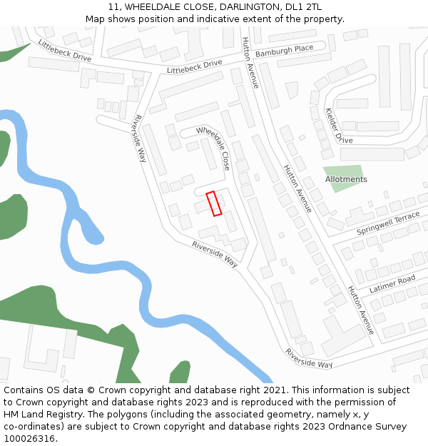 11, WHEELDALE CLOSE, DARLINGTON, DL1 2TL: Location map and indicative extent of plot