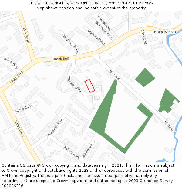 11, WHEELWRIGHTS, WESTON TURVILLE, AYLESBURY, HP22 5QS: Location map and indicative extent of plot