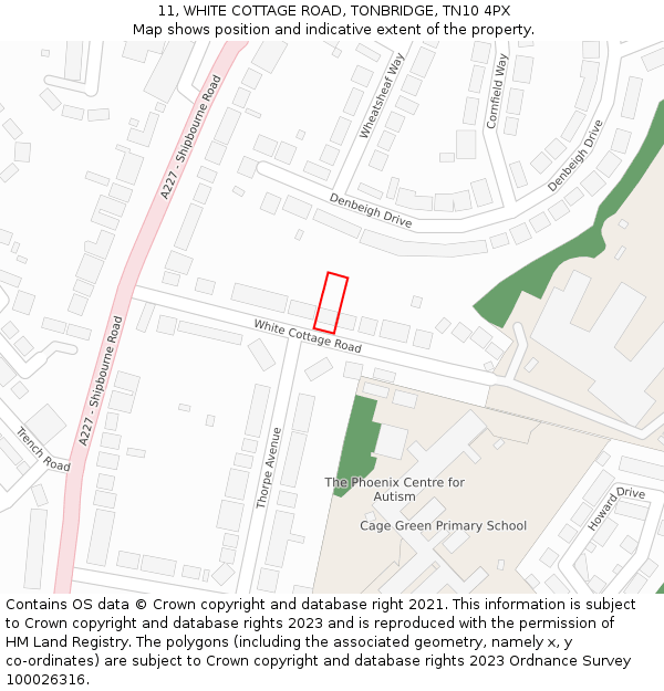 11, WHITE COTTAGE ROAD, TONBRIDGE, TN10 4PX: Location map and indicative extent of plot