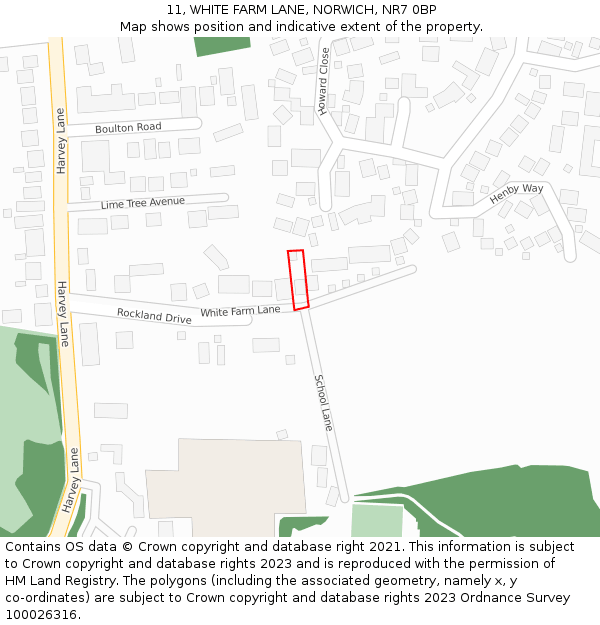 11, WHITE FARM LANE, NORWICH, NR7 0BP: Location map and indicative extent of plot