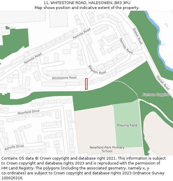 11, WHITESTONE ROAD, HALESOWEN, B63 3PU: Location map and indicative extent of plot