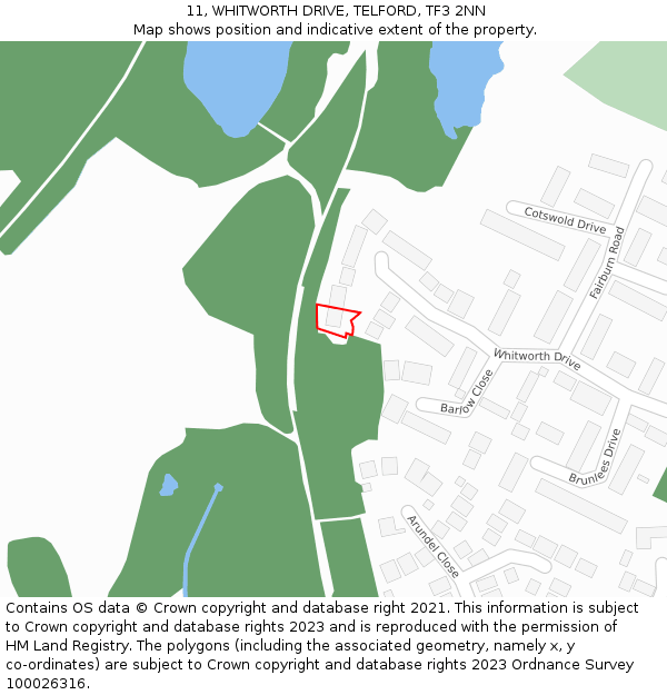 11, WHITWORTH DRIVE, TELFORD, TF3 2NN: Location map and indicative extent of plot