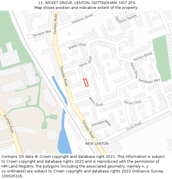 11, WICKET GROVE, LENTON, NOTTINGHAM, NG7 2FS: Location map and indicative extent of plot