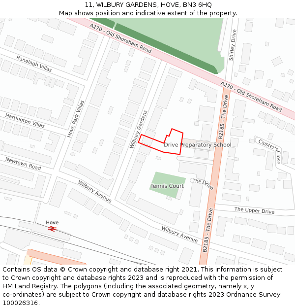 11, WILBURY GARDENS, HOVE, BN3 6HQ: Location map and indicative extent of plot