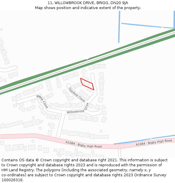 11, WILLOWBROOK DRIVE, BRIGG, DN20 9JA: Location map and indicative extent of plot