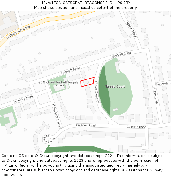 11, WILTON CRESCENT, BEACONSFIELD, HP9 2BY: Location map and indicative extent of plot