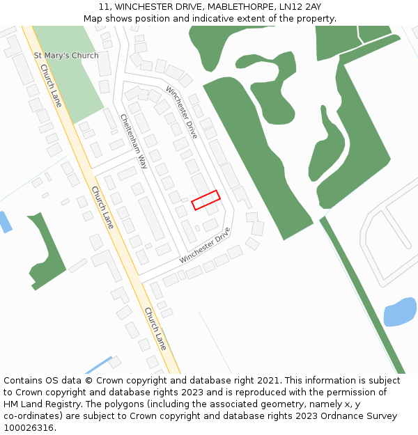 11, WINCHESTER DRIVE, MABLETHORPE, LN12 2AY: Location map and indicative extent of plot