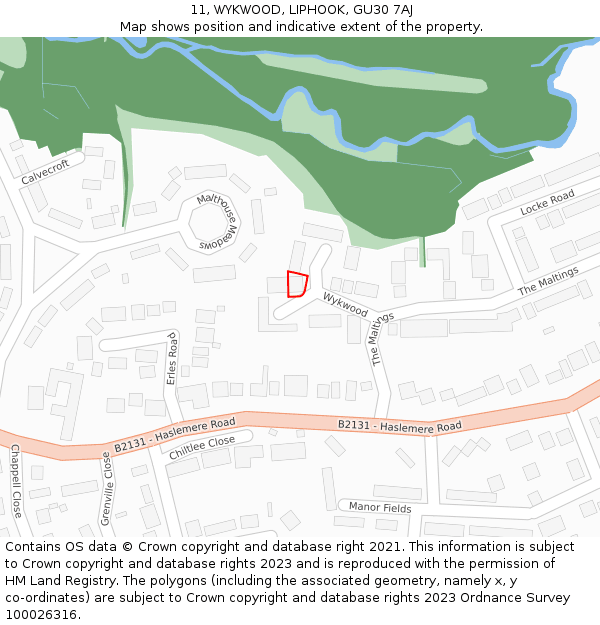 11, WYKWOOD, LIPHOOK, GU30 7AJ: Location map and indicative extent of plot