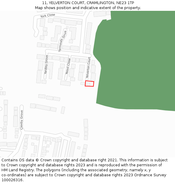 11, YELVERTON COURT, CRAMLINGTON, NE23 1TP: Location map and indicative extent of plot