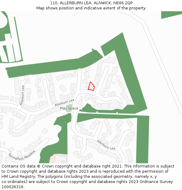 110, ALLERBURN LEA, ALNWICK, NE66 2QP: Location map and indicative extent of plot