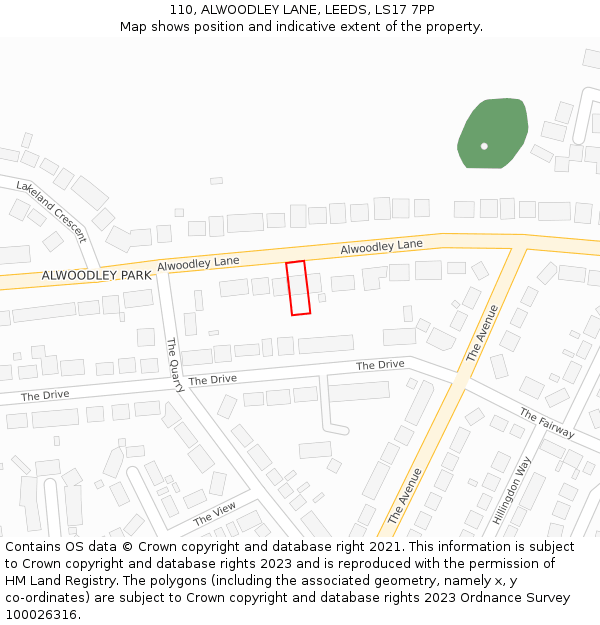 110, ALWOODLEY LANE, LEEDS, LS17 7PP: Location map and indicative extent of plot