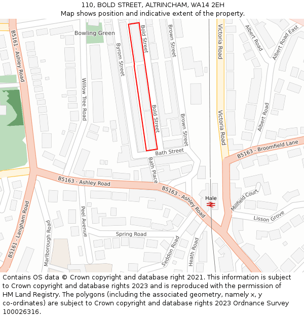 110, BOLD STREET, ALTRINCHAM, WA14 2EH: Location map and indicative extent of plot