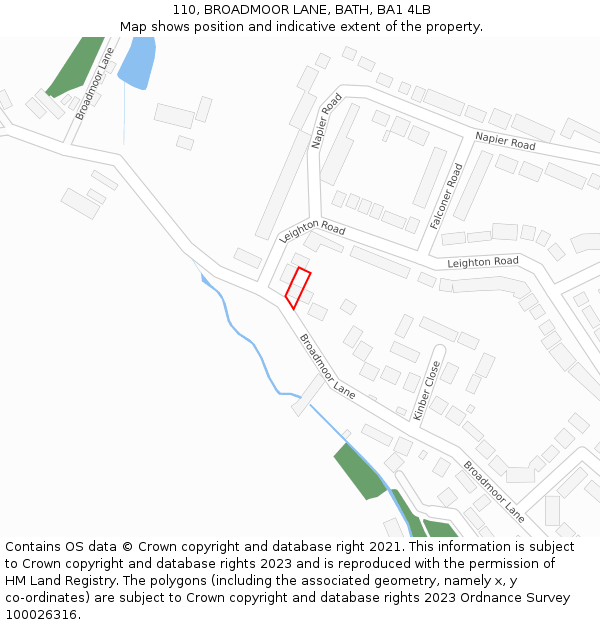 110, BROADMOOR LANE, BATH, BA1 4LB: Location map and indicative extent of plot