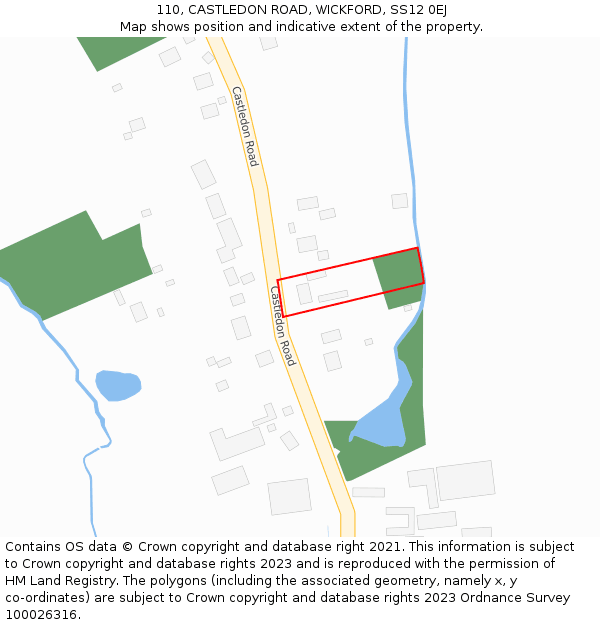 110, CASTLEDON ROAD, WICKFORD, SS12 0EJ: Location map and indicative extent of plot