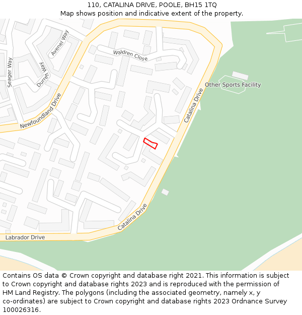 110, CATALINA DRIVE, POOLE, BH15 1TQ: Location map and indicative extent of plot