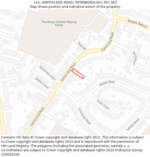 110, GARTON END ROAD, PETERBOROUGH, PE1 4EZ: Location map and indicative extent of plot