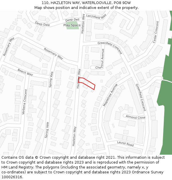 110, HAZLETON WAY, WATERLOOVILLE, PO8 9DW: Location map and indicative extent of plot