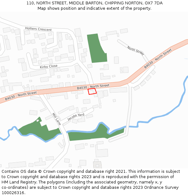 110, NORTH STREET, MIDDLE BARTON, CHIPPING NORTON, OX7 7DA: Location map and indicative extent of plot