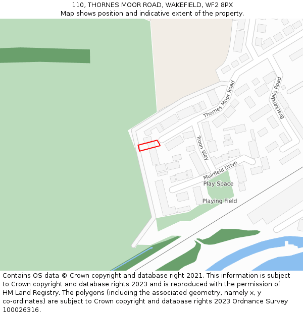 110, THORNES MOOR ROAD, WAKEFIELD, WF2 8PX: Location map and indicative extent of plot