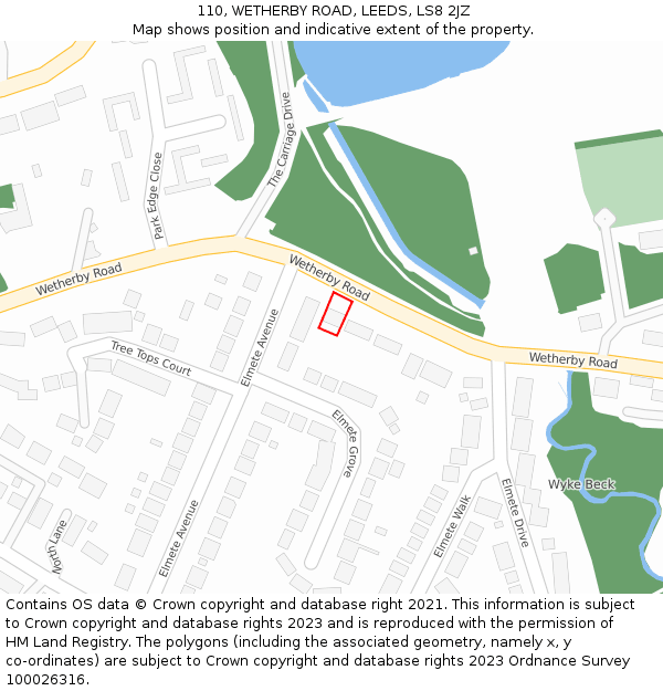 110, WETHERBY ROAD, LEEDS, LS8 2JZ: Location map and indicative extent of plot