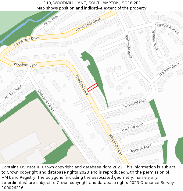 110, WOODMILL LANE, SOUTHAMPTON, SO18 2PF: Location map and indicative extent of plot