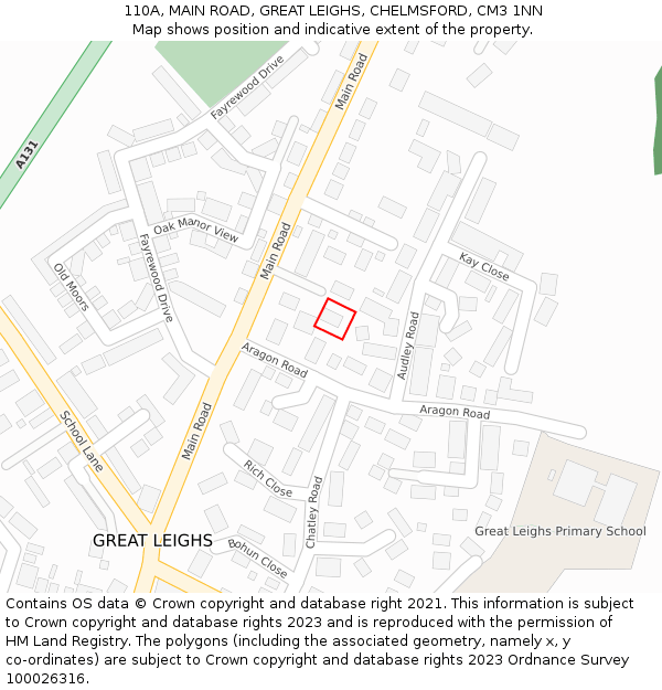 110A, MAIN ROAD, GREAT LEIGHS, CHELMSFORD, CM3 1NN: Location map and indicative extent of plot