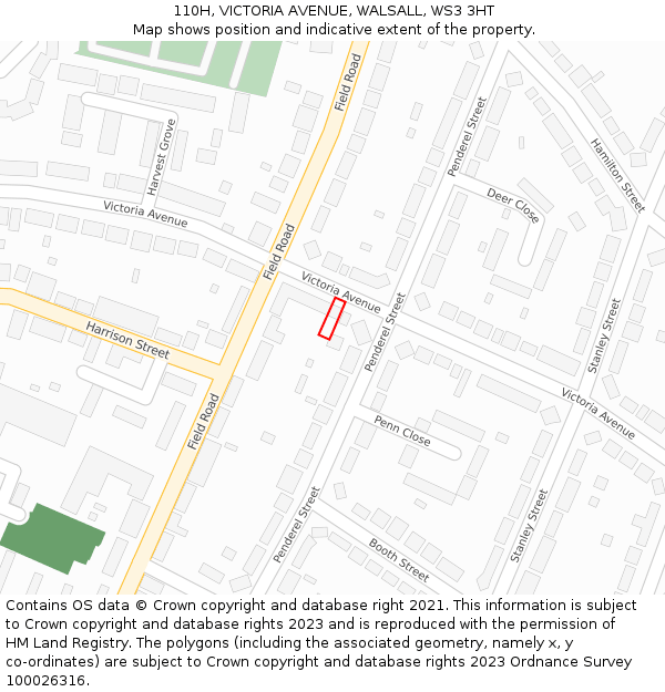 110H, VICTORIA AVENUE, WALSALL, WS3 3HT: Location map and indicative extent of plot