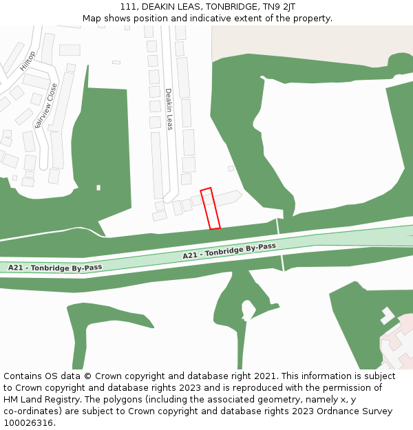 111, DEAKIN LEAS, TONBRIDGE, TN9 2JT: Location map and indicative extent of plot