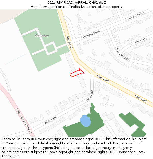 111, IRBY ROAD, WIRRAL, CH61 6UZ: Location map and indicative extent of plot