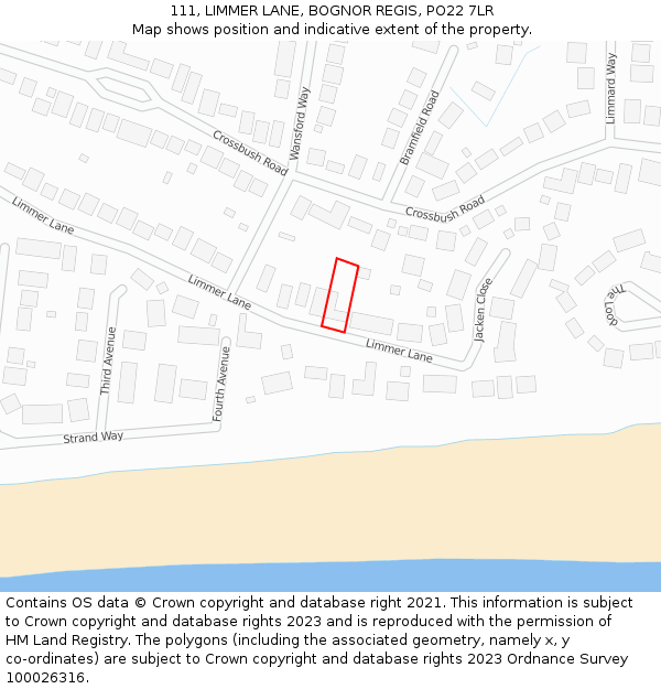 111, LIMMER LANE, BOGNOR REGIS, PO22 7LR: Location map and indicative extent of plot