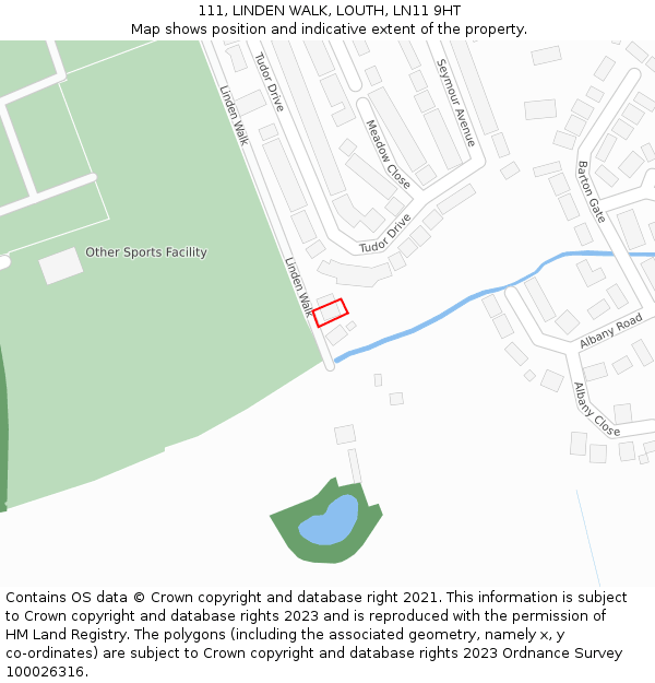 111, LINDEN WALK, LOUTH, LN11 9HT: Location map and indicative extent of plot