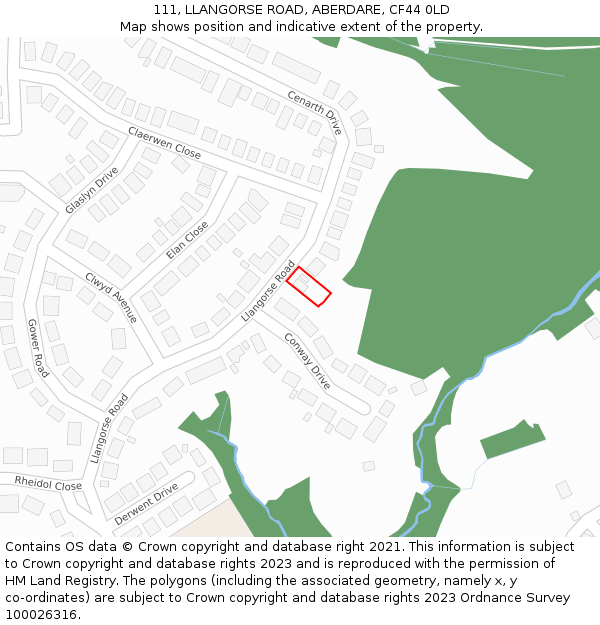 111, LLANGORSE ROAD, ABERDARE, CF44 0LD: Location map and indicative extent of plot