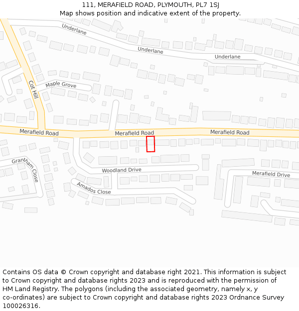 111, MERAFIELD ROAD, PLYMOUTH, PL7 1SJ: Location map and indicative extent of plot