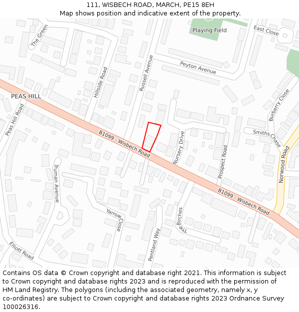 111, WISBECH ROAD, MARCH, PE15 8EH: Location map and indicative extent of plot