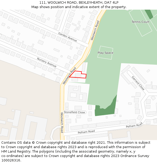 111, WOOLWICH ROAD, BEXLEYHEATH, DA7 4LP: Location map and indicative extent of plot
