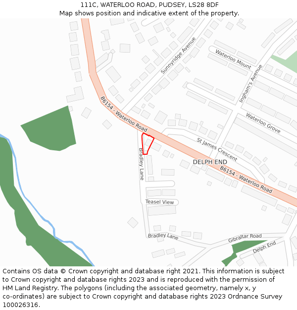 111C, WATERLOO ROAD, PUDSEY, LS28 8DF: Location map and indicative extent of plot