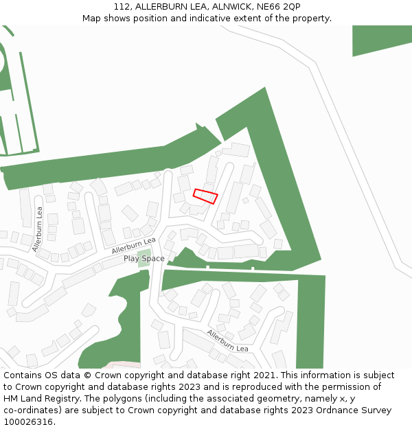 112, ALLERBURN LEA, ALNWICK, NE66 2QP: Location map and indicative extent of plot